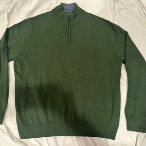 Quarter zip 100% Extra fine merino wool Brooks Brothers green men’s sweater XL